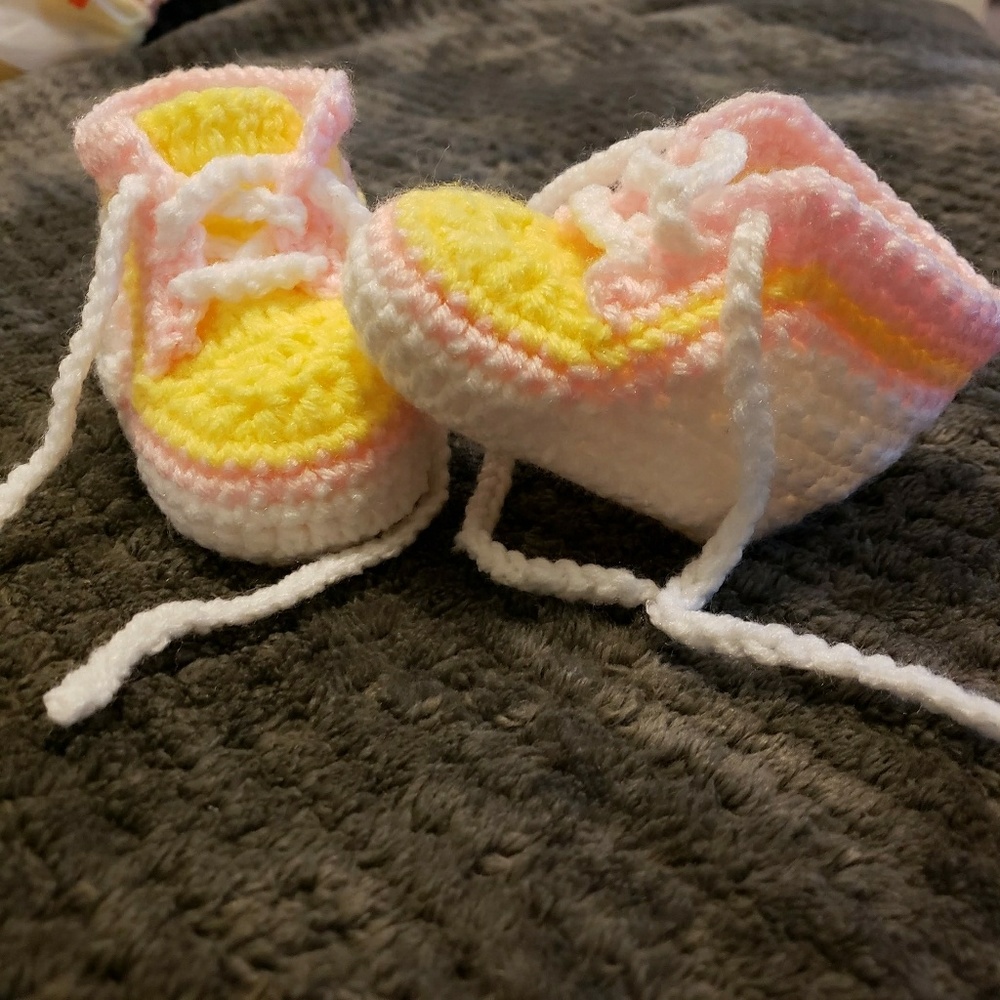 Handmade Crochet Wedge Baby Booties